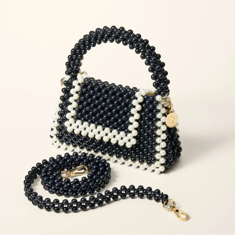 Kate Spade x Target Black and White Colorblock Beaded Crossbody Bag - Picture 2 of 11
